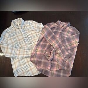 Abercrombie Kids Plaid Button-Down Shirts - Blue and Pink